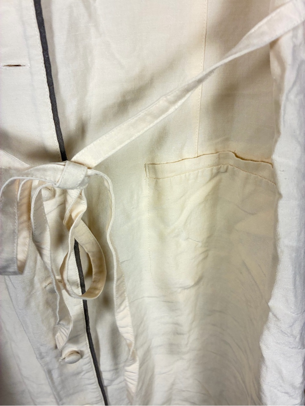 VTG Laura Ashley Silk Linen Cream Button Front Midi Shirt Tea Dress - Picture 8 of 12